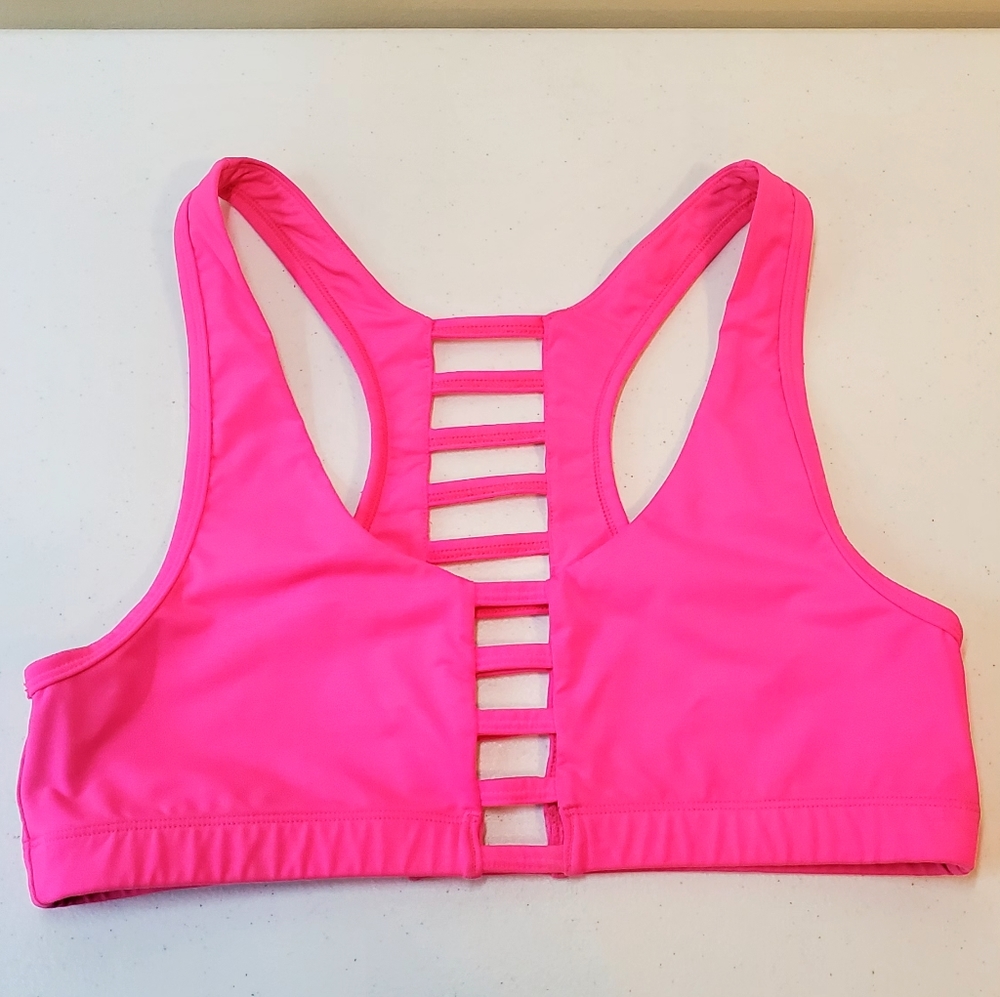 PINK Victoria's Secret Hot Pink Strappy Back Sports Bra